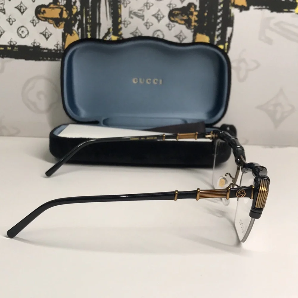 New Authentic Gucci Black and Brown Eyeglasses GG0660o 001